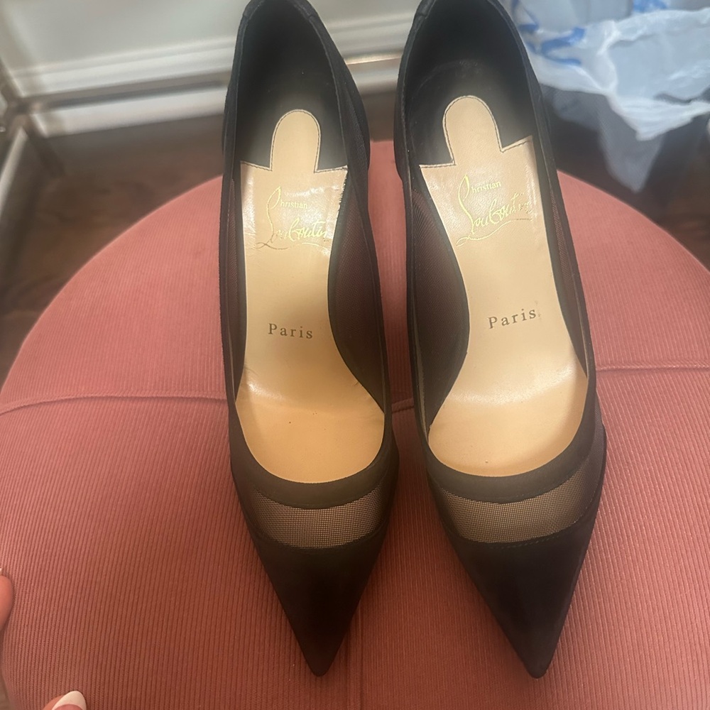 Christian Louboutin Black Mesh Heels